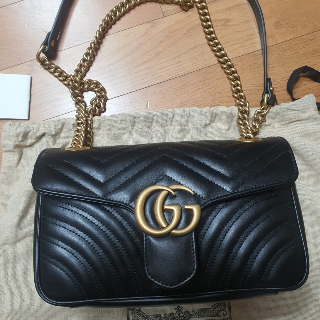 GUCCI 구찌 마몽 마틀라세 체인 숄더백 스몰 체인크로스백 블랙 443497 DTDIT 1000 여성 photo review