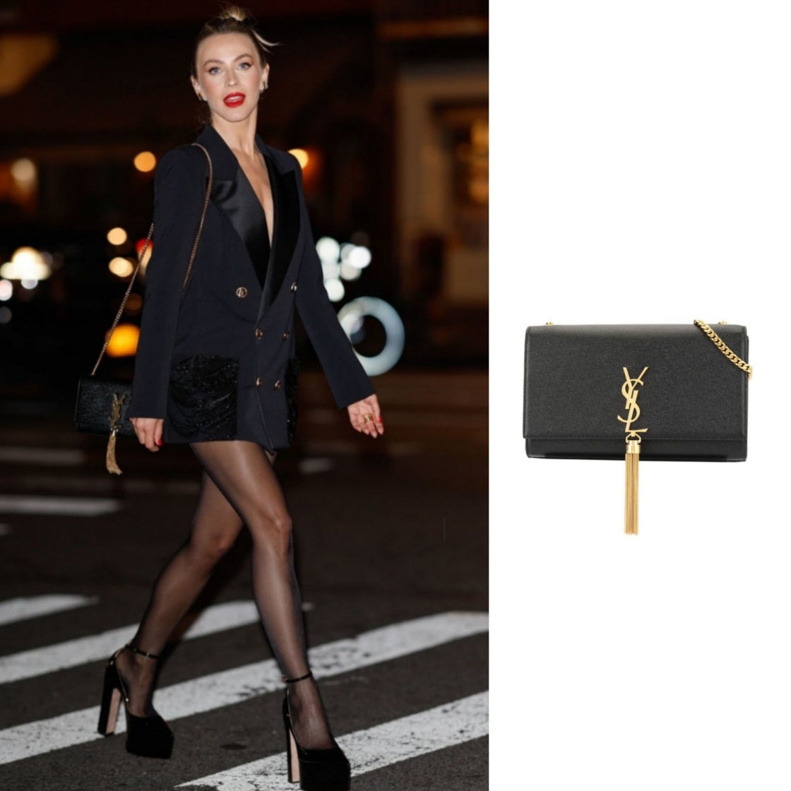 YSL 생로랑 모노그램 금장 테슬 케이트 체인 숄더백 블랙 452159 BOW0J 1000 여성 photo review