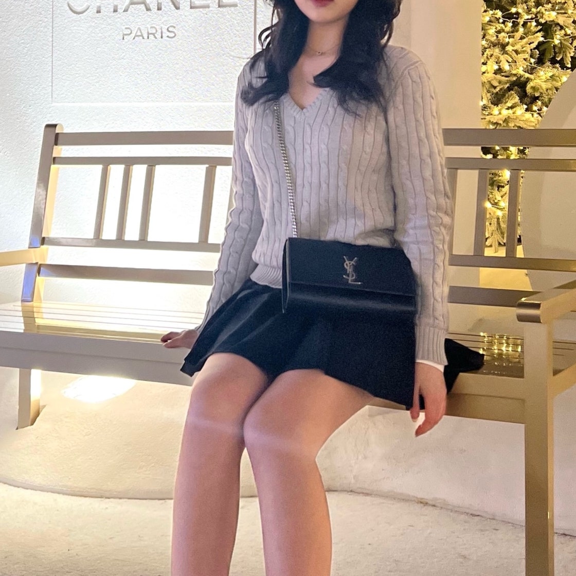 YSL 생로랑 모노그램 은장 케이트 체인 사첼백 숄더백 469390 BOW0N 1000 여성 photo review