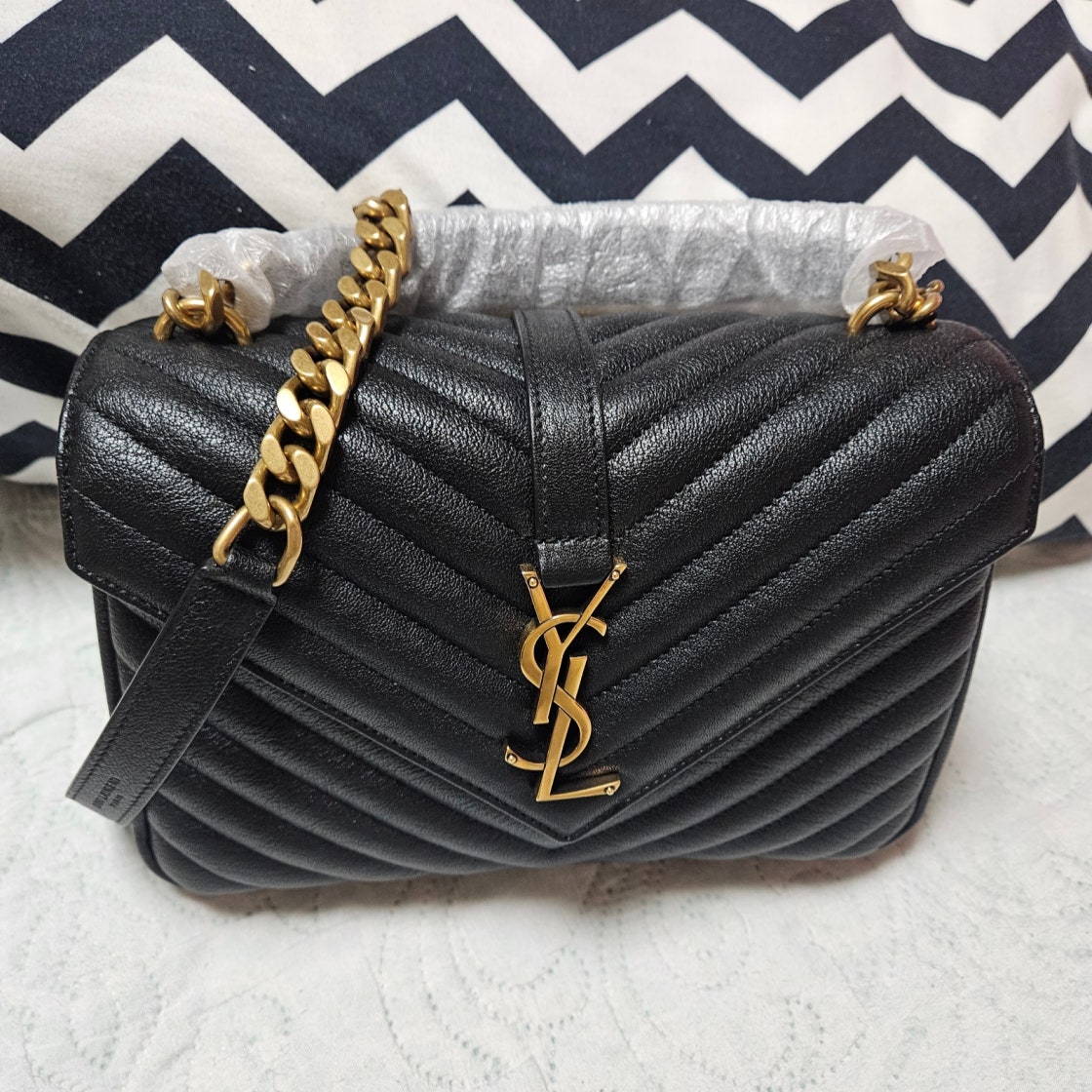 YSL 생로랑 모노그램 컬리지 숄더백 미디움 금장 블랙 600279 600279 BRM07 1000 여성 photo review