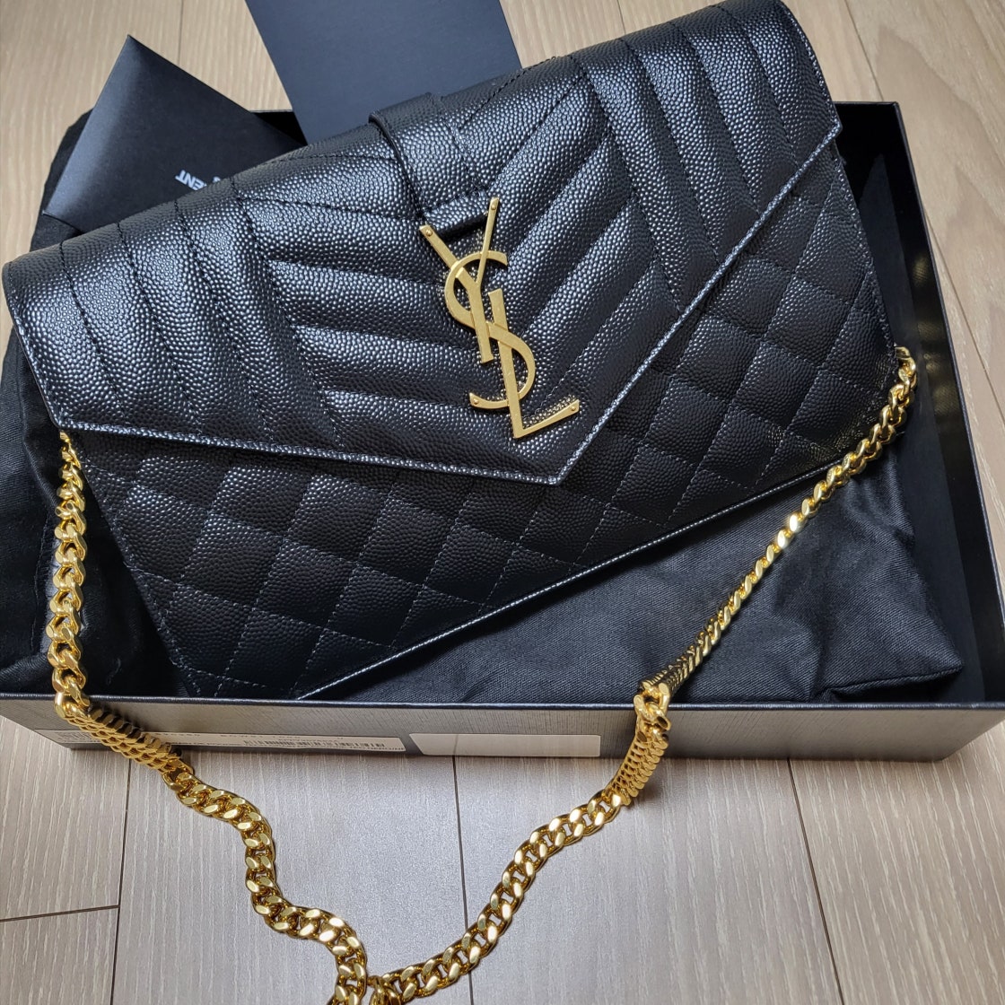 YSL 생로랑 모노그램 마틀라세 엔벨롭 체인 숄더백 클러치백 블랙 620280 BOW91 1000 여성 photo review