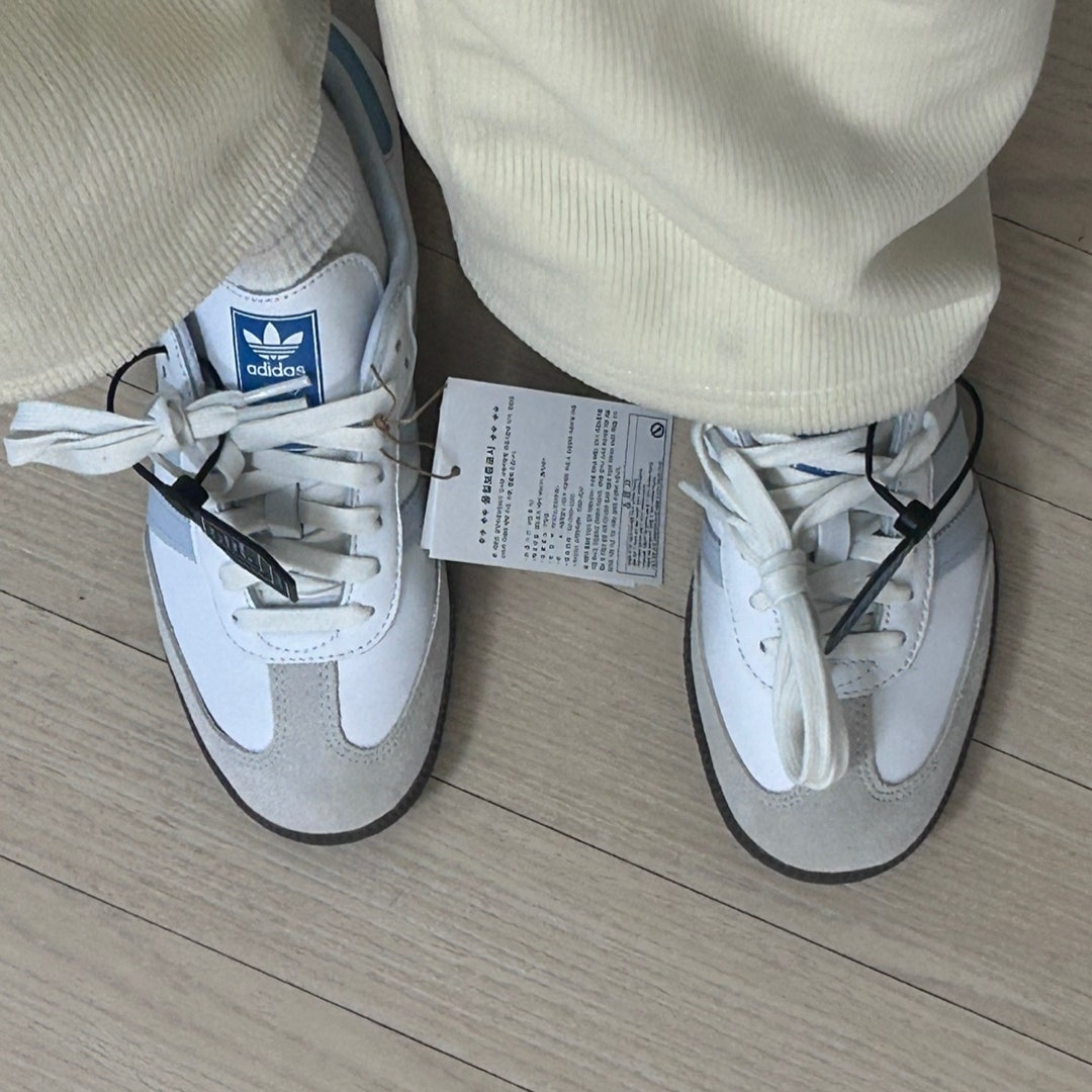 아디다스 삼바 OG 코어 화이트 헤일로 블루 ID2055 photo review