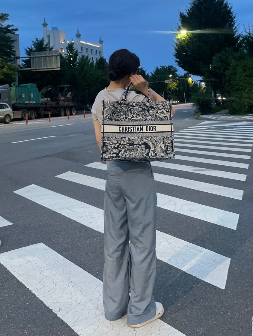 디올 미디움 북 토트백 블루 트왈 드 주이 리버스 자수 M1296ZRGO-M928 #37*16*28cm photo review