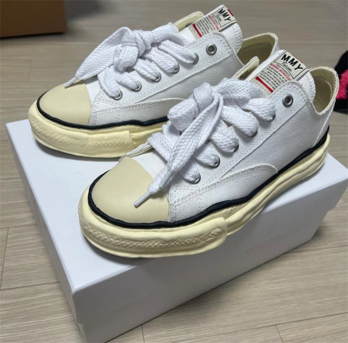 메종 미하라 야스히로 피터슨 VL OG 솔 캔버스 로우탑 스니커즈 화이트 A09FW733-WHITE photo review
