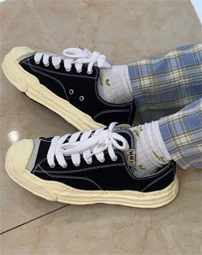메종 미하라 야스히로 행크 VL OG 솔 캔버스 로우탑 스니커즈 블랙 A09FW734-BLACK photo review