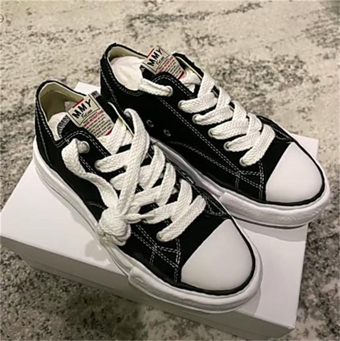 메종 미하라 야스히로 피터슨 OG 솔 캔버스 로우 스니커즈 블랙 A01FW702-BLACK photo review