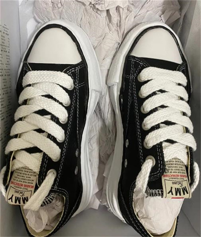 메종 미하라 야스히로 피터슨 OG 솔 캔버스 로우 스니커즈 블랙 A01FW702-BLACK photo review
