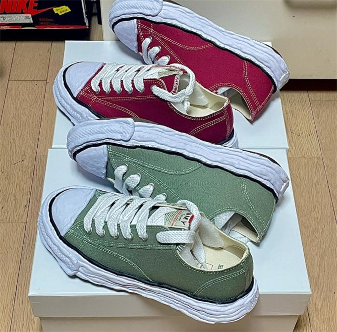 【G-Dragon 스타일 아이템!】메종 미하라 야스히로 피터슨23 OG 솔 캔버스 로우탑 스니커즈 보르도 A11FW702-BORDEAUX photo review